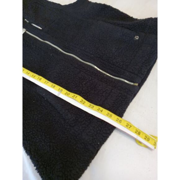 CALVIN KLEIN Women's XL Faux Sherpa Vest Solid Black Pockets Zip Front Fleece - Picture 7 of 9